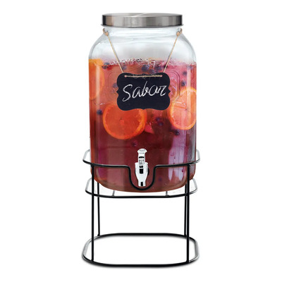 Dispensador para Bebidas Vitrolero Agua Vidrio Mason Garrafon 5lt con base | Meses sin interés