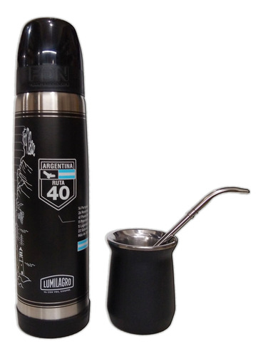 Termo Lumilagro Inox Ruta 40 + Mate N + Bombilla 350 - Fdn