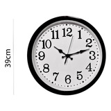 Reloj Pared Grande Redondo 39cm Mural Decorativo Silencioso Color De La Estructura Negro - 276001 Color Del Fondo Blanco - 276001