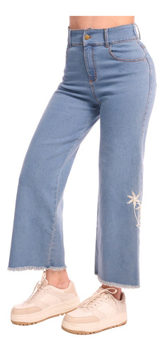 Pantalon Jeans Recto Tiro Alto Stretch Devendi Denim