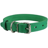 Collar De Perro De Cuero Genuino Verde 7 Tamaños