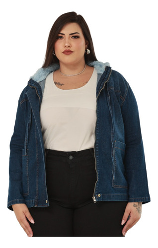 Jaqueta Jeans Feminina Plus Size Moda Grande 