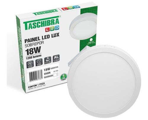 Plafon Painel Led 18w Lux Redondo Sobrepor 4000k Taschibra