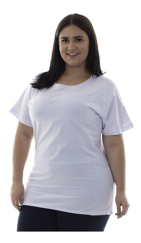 Plus Size - Kit Com 2 Camisetas Femininas Mc 100% Algodão