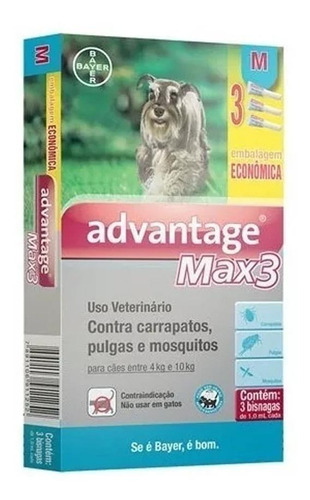 Pipeta Antiparasitário Para Pulga Elanco Advantage Max3 Para Cão De 4kg A 10kg