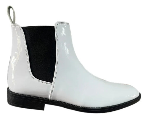 Botín Charol Blanco Chelsea Zanthy Shoes M600 Mariachi Botas