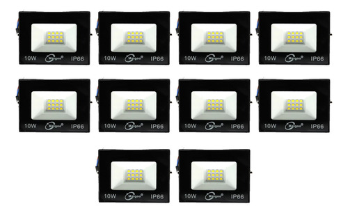 Reflector Led 10w Luz Blanca Fria Paquete Mayoreo 10 Piezas Carcasa Negro Luz Blanco