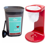 Kit Mini Coador E Pote Hermético Para Café Ou Vermelho