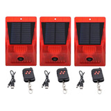 3x Luz De Alarma Solar Ip65 Sensor De Movimiento Lámpara De