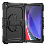 Funda Negra Con Correa De Mano Para Galaxy Tab A9+ Plus De 1