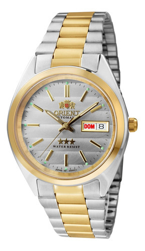 Relógio Orient Masculino Automático Prata 469wc1f B1sk Correia Prateado Bisel Dourado Fundo Prateado