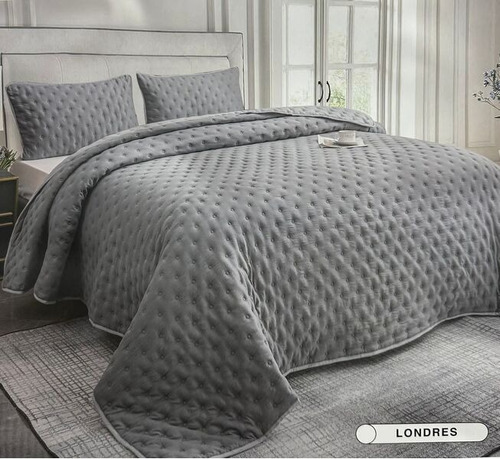 Cubrecama Cover Quilt Liso Reversible King Size Con Fundones
