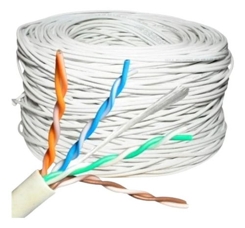 Rollo Cable Utp Categoría 6 E 100 Metros Cca Blanco Unifilar