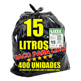 Saco De Lixo 15 Litros Preto 400 Unidades Resistente 