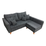 Sillon Sofa Escandinavo Con Puff Dadaa Chenille Premium
