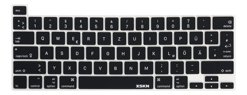 Xskn Funda De Teclado De Silicona Negra Alemana Para Macbook