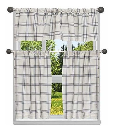 Inicio Maison Plaid Natural Gwen Metallic, 29x36 2pc + 58x15