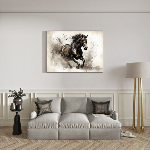 Quadro Decorativo Grande Para Sala Cavalo Art Luxo 90x60cm