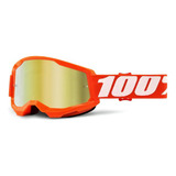 Gafas 100% Strata 2 Motocross Downhill Fxm Con Lentes Espejadas, Montura Naranja, Talla Única