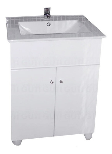 Vanitory Laqueado 60 Cm 2 Puertas Cuadrado Baño Bacha Loza