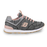 Zapatilla Mujer Deportiva Urbana Cómoda Liviana Gris/salmon