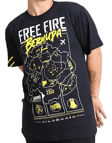 Camiseta Free Fire (mapa Bermuda) - Piticas