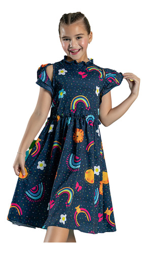 Vestido Infantil Menina Festa Moda Blogueirinha Colorido