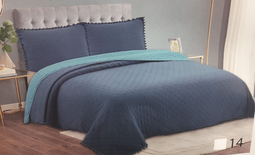 Cubrecama Quilt 100% Algodon Con Pompones 2 Plaza