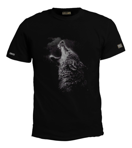 Camiseta Estampada Lobo Canino Fuego Art Inp Hombre Bto  