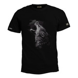 Camiseta Estampada Lobo Canino Fuego Art Inp Hombre Bto  