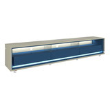 Rack Para Tv Requinte 212 Led Rodízios Off White Azul Gelius