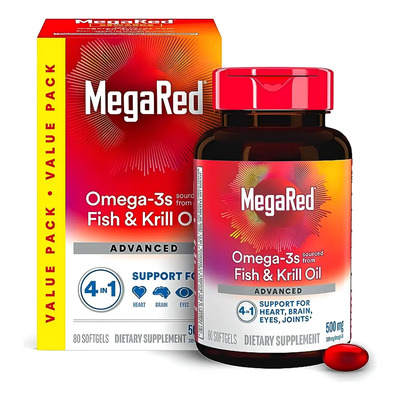 Megared Omega 3 Suplemento Aceite Pescado Y Krill 80 Capsula Sabor Sin Sabor | Meses sin interés