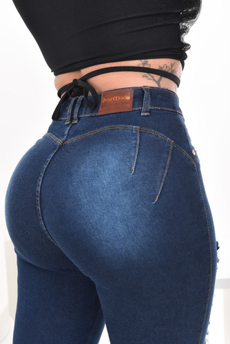 Calça Jeans Feminina Destmoda Sem Bolso Lançamento Com Lycra