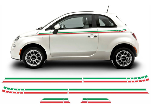 Kit Adesivo Faixa Lateral Fiat 500 Itália Sport  Carro 044