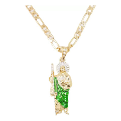 Dije Medalla San Judas Tadeo Chapado Oro 14k Y Cadena | Meses sin interés