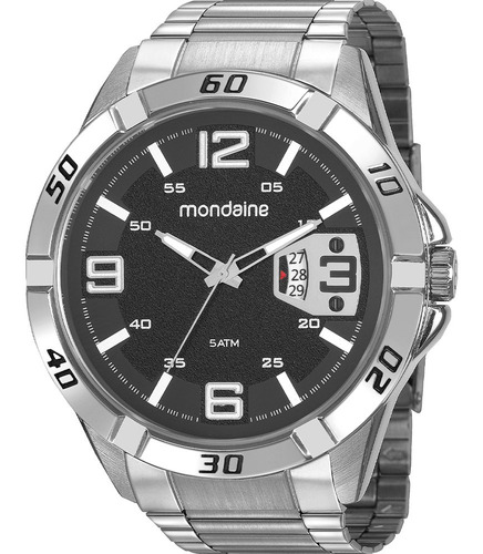 Relógio Mondaine Masc Calendario Duplo Prata 53834g0mvne1