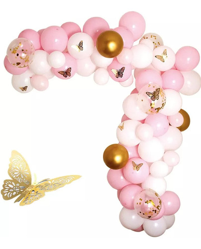 Arco De Globos Con Mariposas Confeti Pastel Quince Baby Lee