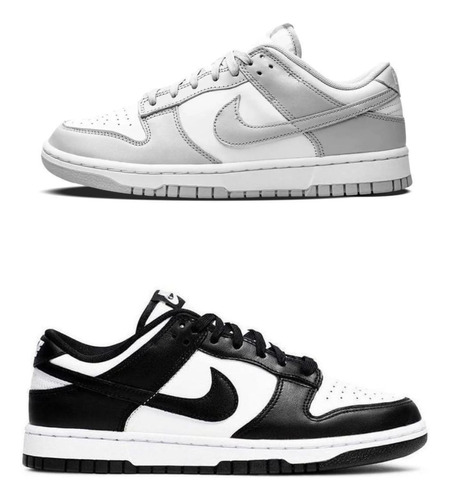 Kit 2 Pares Tênis Nike Sb Dunk Low Preto + Cinza Promoção