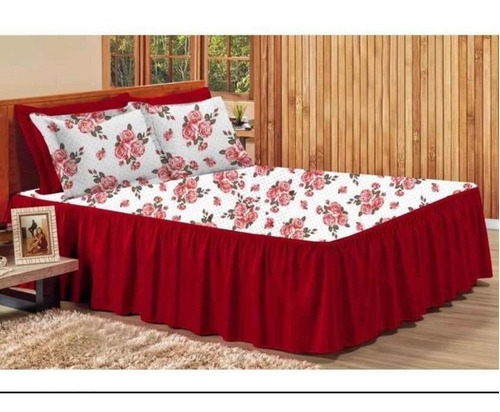 Colcha Casal E Queen Oxford Floral Macia Estampada 3pçs 