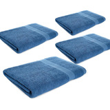 Kit X4 Toallas De Baño De Cuerpo 100% Algodón 70x140 Cm Azul