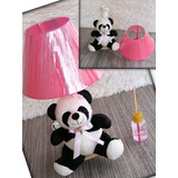 Abajur Luminária Panda Rosa Decoração Quarto Bebê