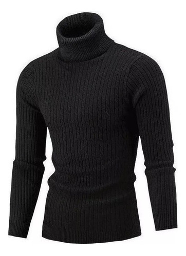 Suéter Casual Cuello Alto Sólido For Hombre Con Cuello Alto