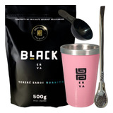 Kit Tereré Black Erva Copo Alumínio Térmico Rosa Bomba Inox