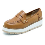 Zapato Dama Casual De Plataforma Camel Mocasines