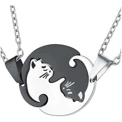 Set 2 Colgantes Collares De Gatos Para Compartir Yin Y Yang  | Meses sin interés