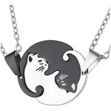 Set 2 Colgantes Collares De Gatos Para Compartir Yin Y Yang 