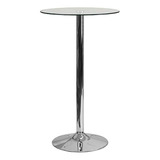 Muebles Flash 23.5'' Mesa Redonda De Vidrio Con Base De Crom