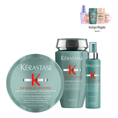 Kit Tratamiento Para Cabello Debil Anticaida Kerastase Genesis Homme Shampoo Bain de Masse Epaississant Cera Texturisante Spray de Force Epaississant | Envío gratis