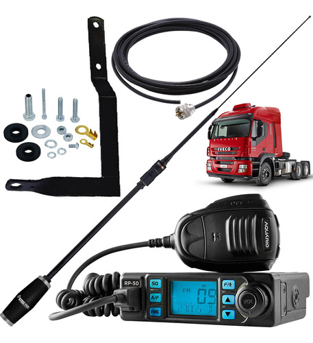 Rádio Px 80 Canais Antena Argentina Black Cabo Iveco Stralis