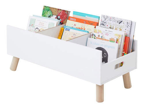 Porta Livros Revisteiro Infantil Chão-montessori-branco-60cm